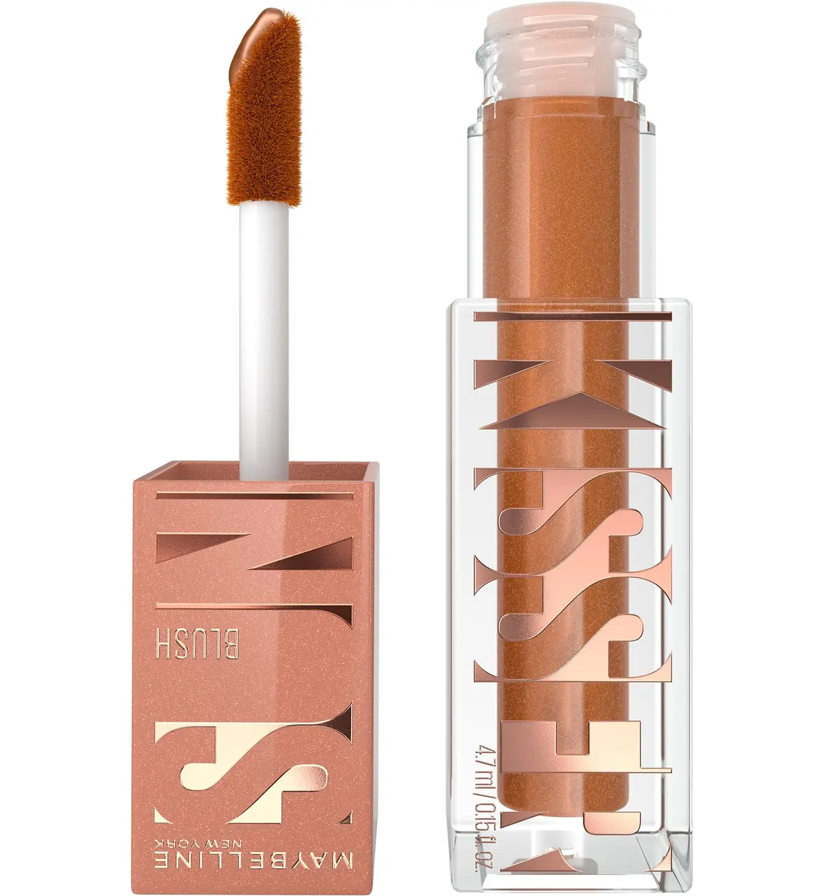 Blush Líquido Maybelline Sunkisser Vitamina E Glow 11 Electric Bronze 4,7ml | Blush Bronze Elétrico Corado, Vegano, Aplicador XXL, Não Comedogênico, Resistente ao Suor e à Transferência, Duração 12h