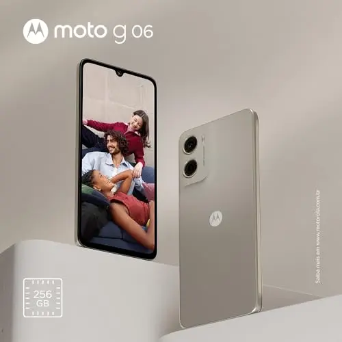 Smartphone Motorola Moto g06-128GB 4GB RAM + 8GB Ram Boost e Camera 50MP com AI Bateria de 5200 mAh Tela 6.9" - Bege thumbnail 4