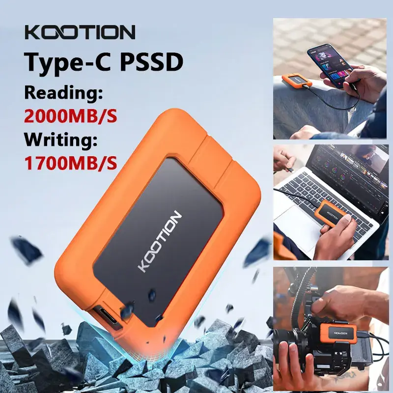 KOOTION X1Max 2TB Disco Rígido SSD Externo HD Externo USB 3.2 GEN 2 SSD Portátil 512GB 1TB Mini PSSD para Laptops Desktop PS4 PS5