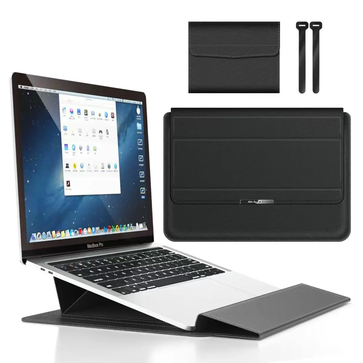 BEMMY Capa Case Para Notebook Macbook Air Pro 13/14'', 15.4/15.6/16.1'', Capa de Couro PU 3 em 1 Para Portátil e Notebook (13/14'') (Preto) - 1