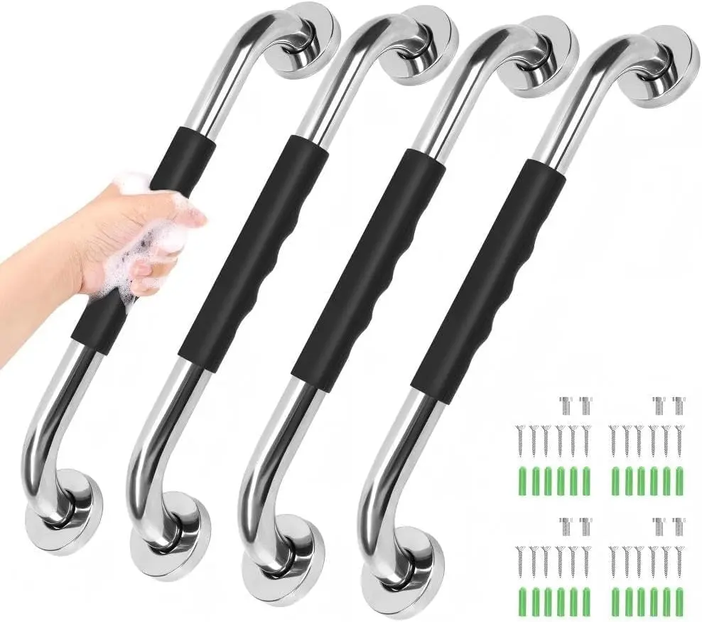 Barra de Apoio de Chuveiro de 40cm, Com Aderência de Borracha Antiderrapante, Apoio para Banheira E Chuveiro, Barra de Aço Inoxidável para Banheiro