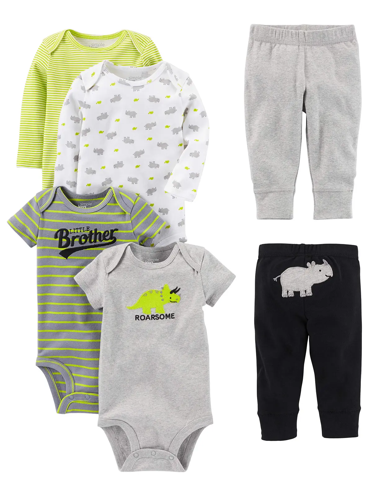 Simple Joys by Carter's Conjunto de 6 peças para bebês meninos (manga curta e comprida) e calça