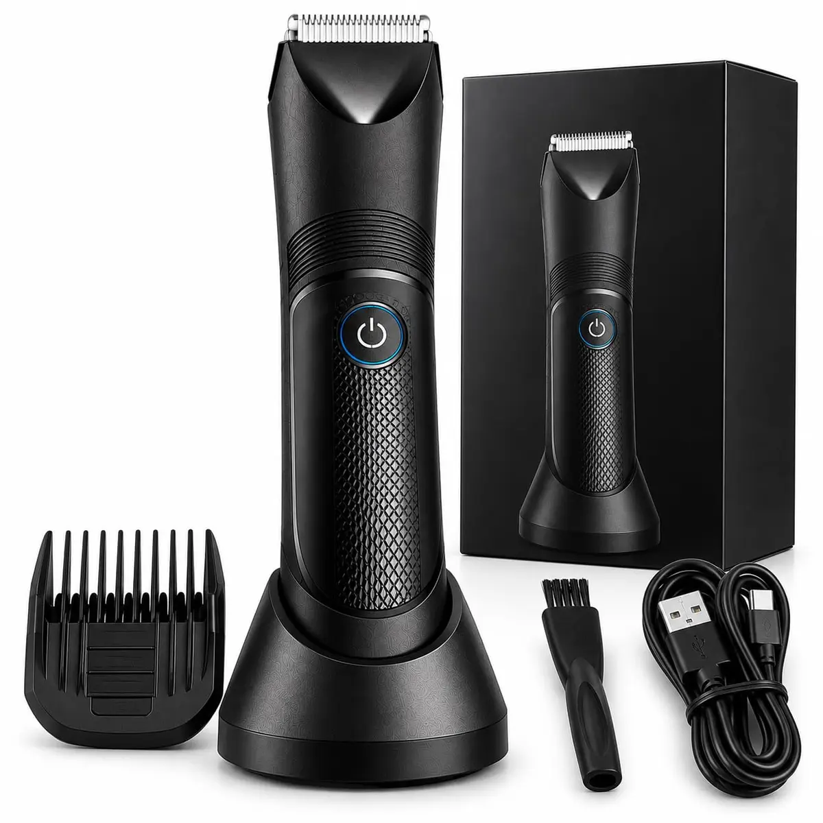 Aparador de Pelos Íntimos Masculino Recarregável para Corpo e Virilha, 3 Alturas