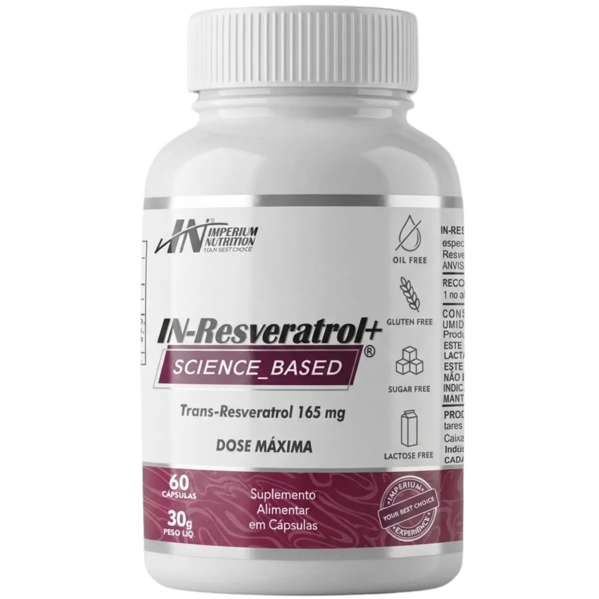 Resveratrol (Transresveratrol) Máxima Absorção: 60 Cápsulas - IN-Resveratrol+ Imperium Nutrition