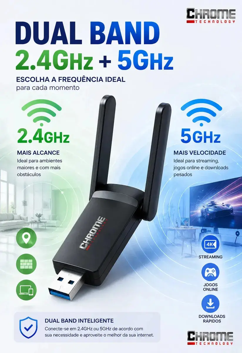 Adaptador Wifi Computador Pc Notebook Jogos Usb 3.0 Dual Band 5ghz Wifi 6 - Placa De Rede Wifi Gigabit Alta Velocidade Mu-mimo - Adaptador Ethernet Usb Rj45 Rtl8812bu Compatível C/ Mac Windows Linux. thumbnail 3