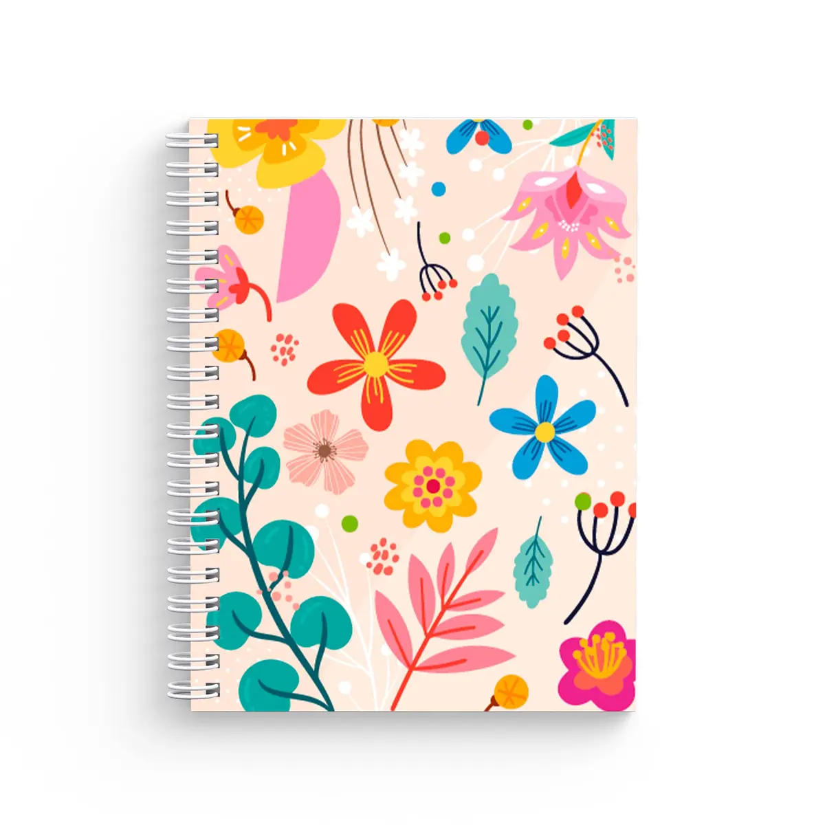 Caderno Pautado Capa Dura A5-80 folhas - Floral Flat