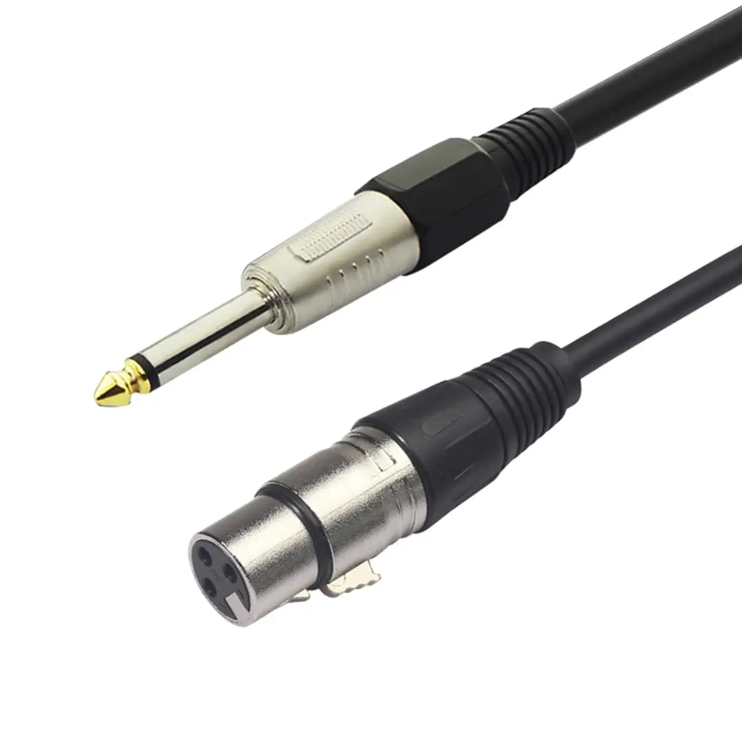 PluCable Cabo de audio P10 para XLR femea P10CANON30 Preto, Conexoes em metal, 3 Metros
