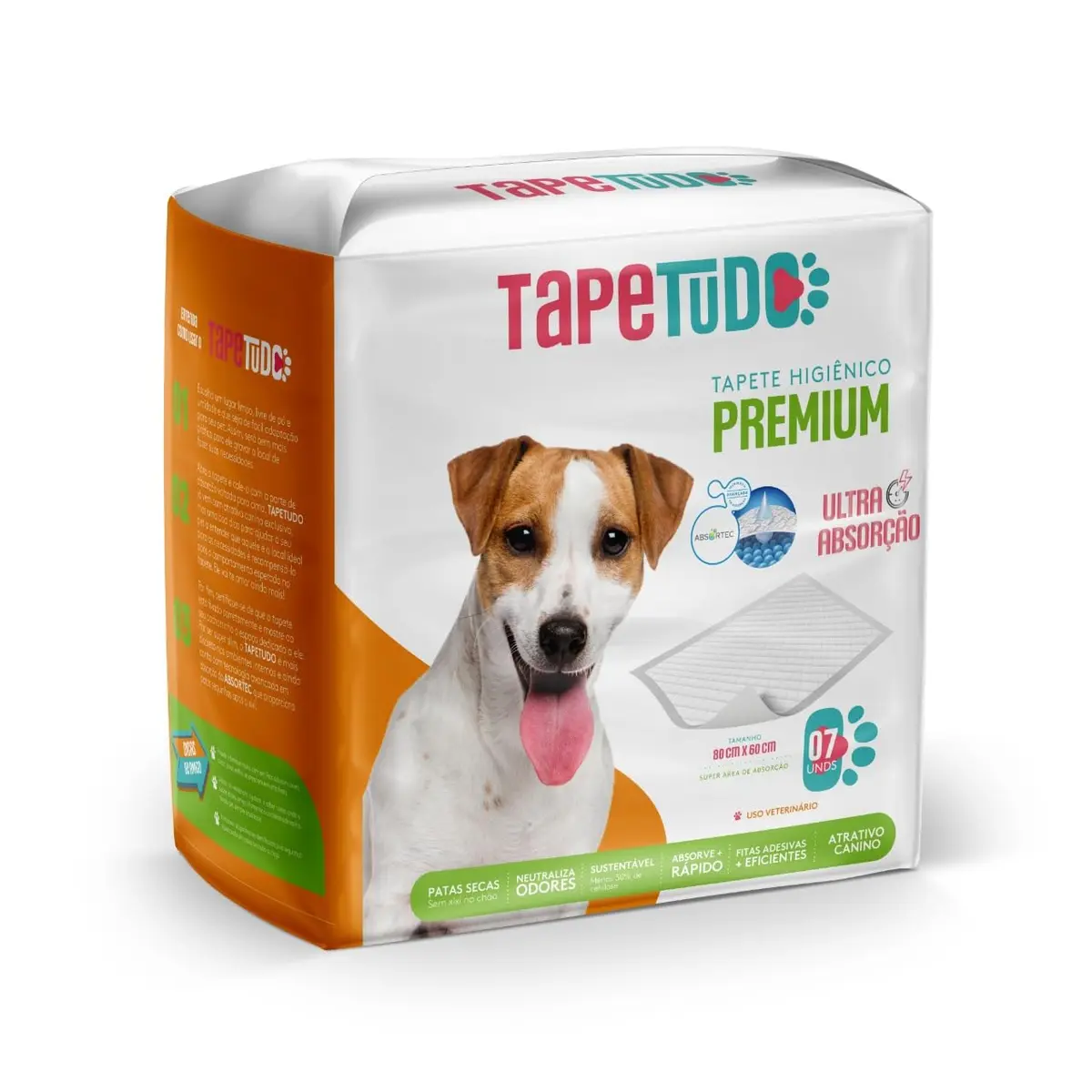 Tapetudo Tapete Higiênico para Cães 80x60 cm Com 7 Unidades