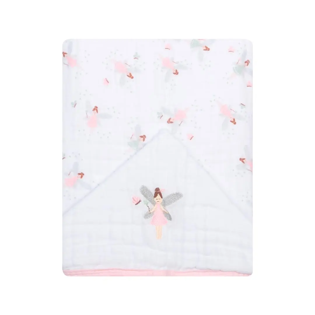 Toalha de Banho Bebê Papi Soft com Capuz Bordada 90x75 cm, Fadinhas, Rosa
