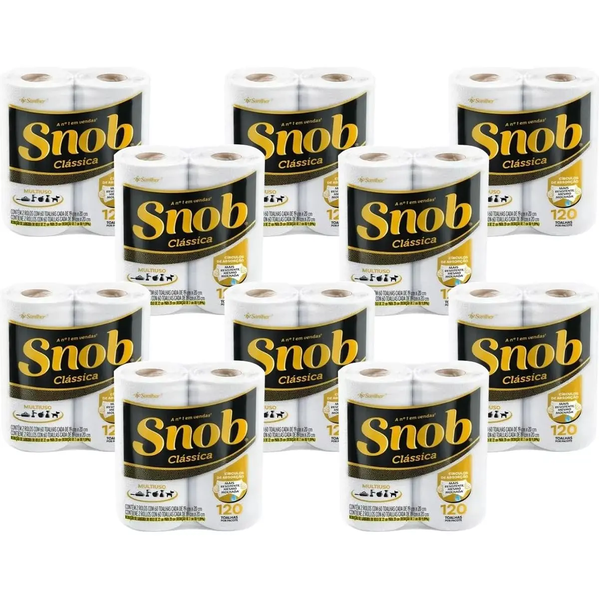Snob Papel Toalha Cozinha Folha Dupla C/ 20 Rolos - 1200 Fls