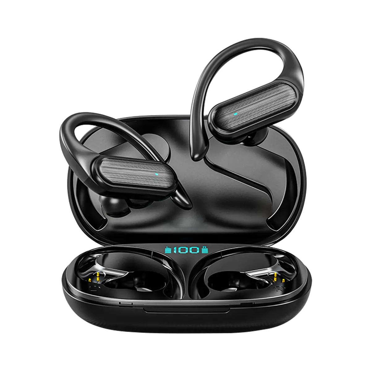 Bettdow Fone de Ouvido Sem Fio Bluetooth com Microfone e Cancelamento de Ruído Ativo, à Prova D'água e com até 60 Horas de Reprodução - Melhor Escolha para Esportes e Atividades ao Ar Livre - Preto