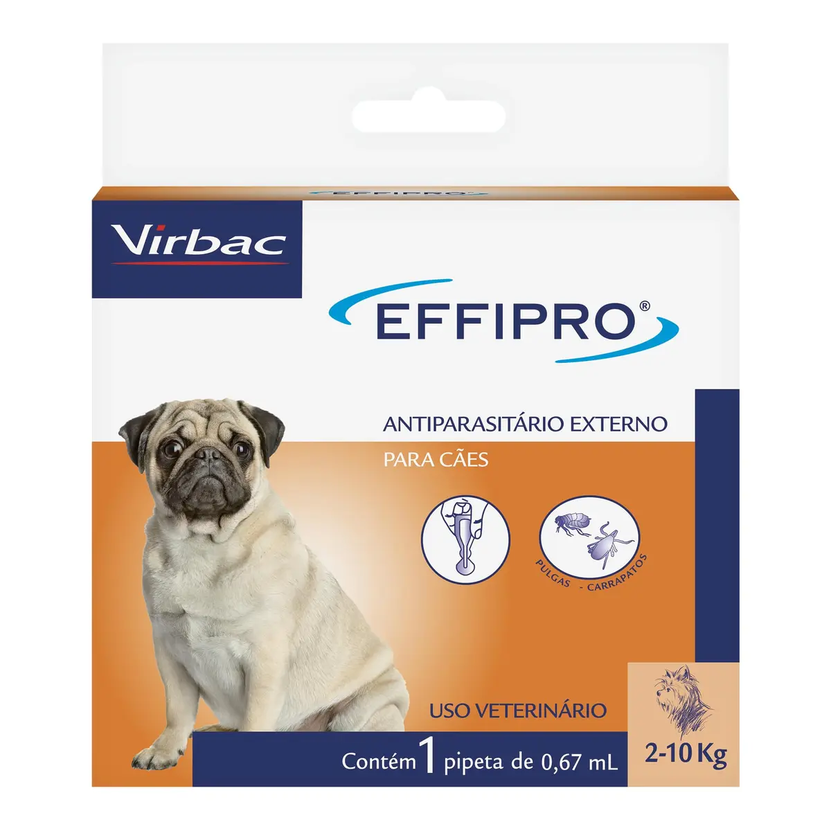 Virbac Effipro Antipulgas e Carrapatos para Cães de 2 kg a 10 kg com 1 Pipeta - 1