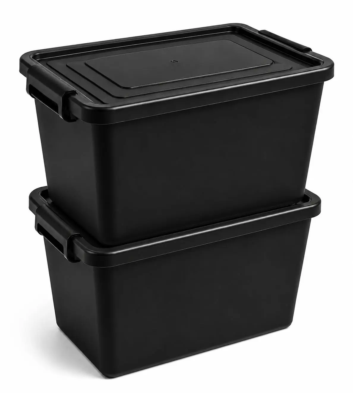 Kit 2 Caixas Organizadoras 30L com Tampa e Travas Empilháveis | Kit com 2 caixas organizadoras de 30 litros, ideal para armazenar roupas, brinquedos, documentos e ferramentas.