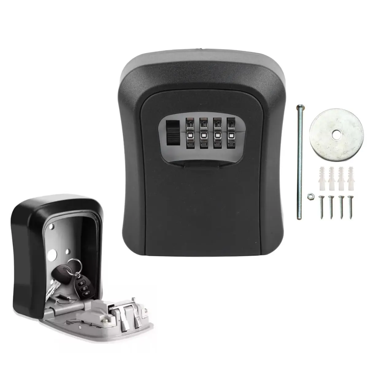 Mini Caixa de Segurança com Senha para Chaves e Cartões, Cofre Portátil, Uso Interno/Externo, à Prova d'Água e Resistente a Impactos