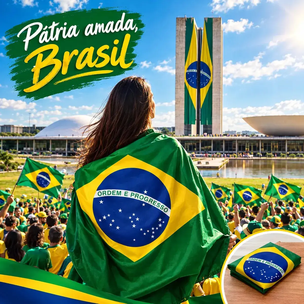 Bandeira do Brasil Grande em Poliéster 1,80x1,20m para Copa e Torcida