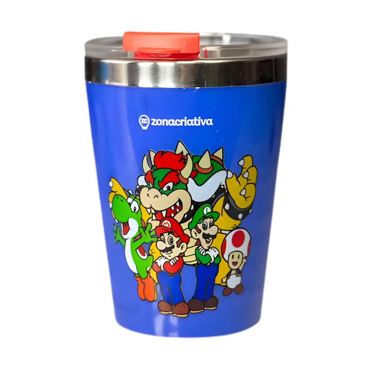 Zona Criativa – Copo SNAP Mario 300ml | Compacto, Térmico em Aço Inóx Dupla Camada e c/Tampa Rosqueável – Leve sua Bebida em Espaços Pequenos, Prático Para o Dia a Dia - Bebida Gelada Por Mais Tempo