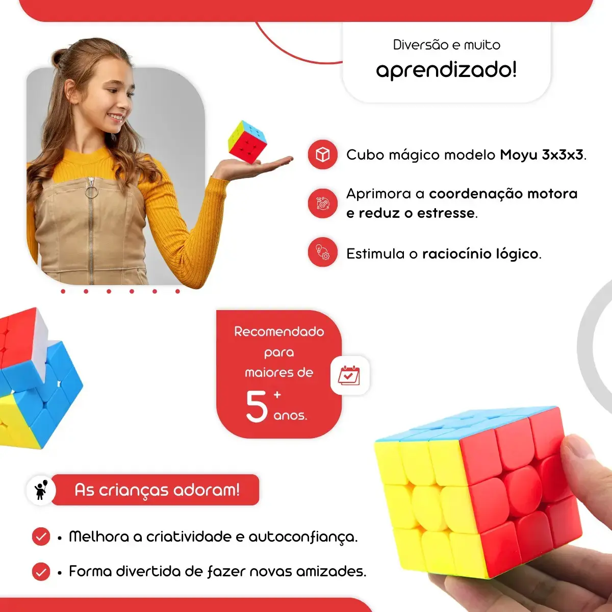 Cubo Mágico Profissional 3x3x3 Moyu Giro Rápido Suave Anti Travamento Quebra-cabeça Raciocínio Lógico Speedcubing Treino Desafio Competição Habilidade Coordenação Brinquedo Educativo Brasiliana Tech thumbnail 2