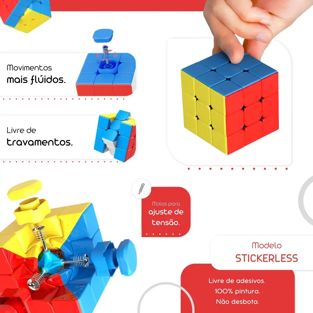 Cubo Mágico Profissional 3x3x3 Moyu Giro Rápido Suave Anti Travamento Quebra-cabeça Raciocínio Lógico Speedcubing Treino Desafio Competição Habilidade Coordenação Brinquedo Educativo Brasiliana Tech thumbnail 3