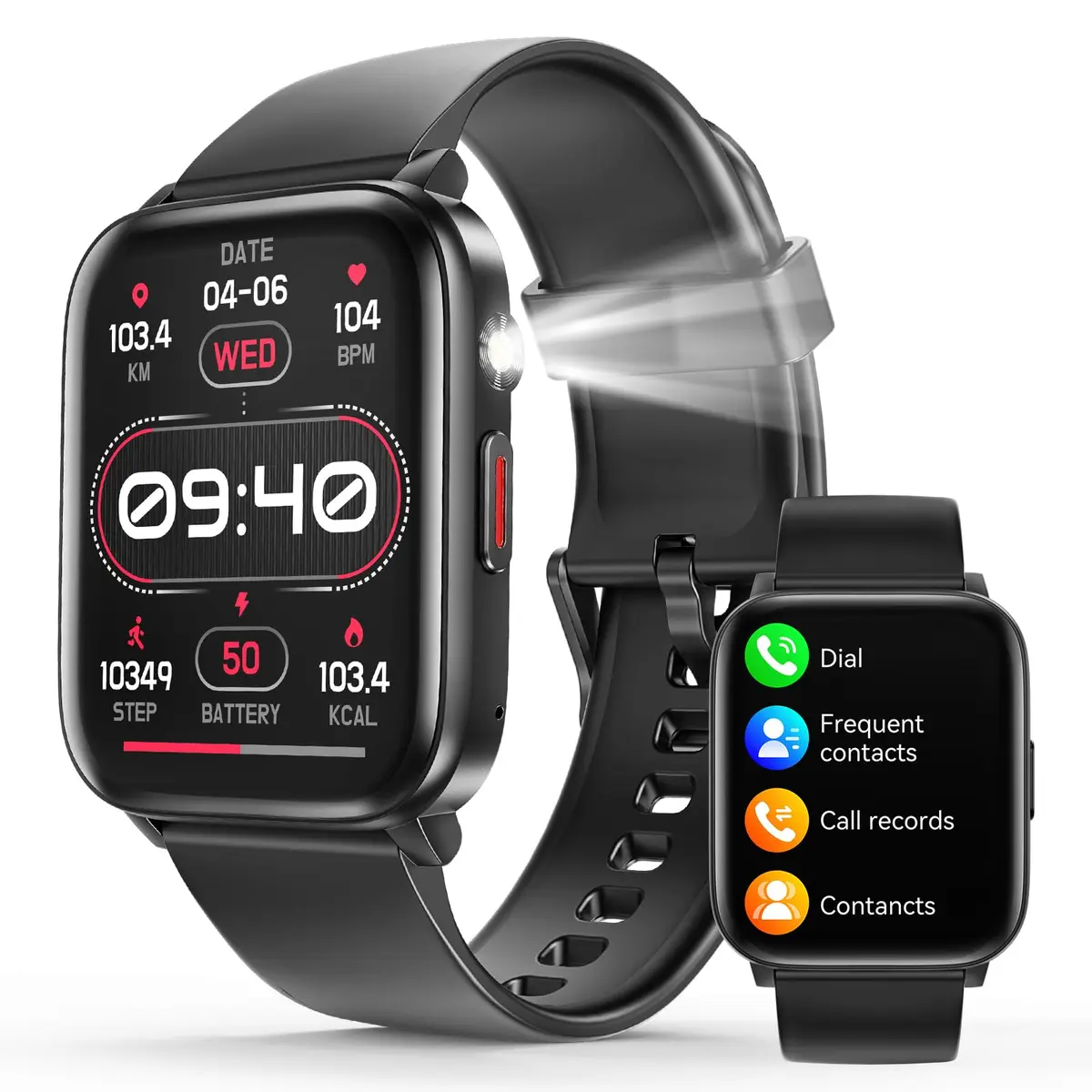 Smartwatch com Tela Sensível ao Toque 1,83", Bluetooth 5.2, Resistente à Água IP68, Bateria 240mAh, Preto - 1