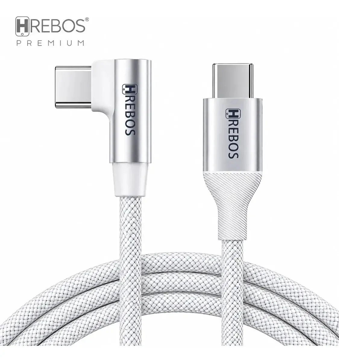 Cabo Carregador Usb C Tipo C 90° L Gamer Reforçado 1.8m Cor Branco