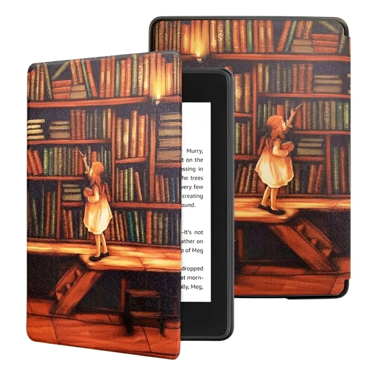 DECART Capa para Kindle Paperwhite 12ª Geração e Kindle Colorsoft | Modelos (SA569P, SA568B, SA58CB, SA59CP), Auto Hibernação, Fechamento Magnético - Menina Biblioteca