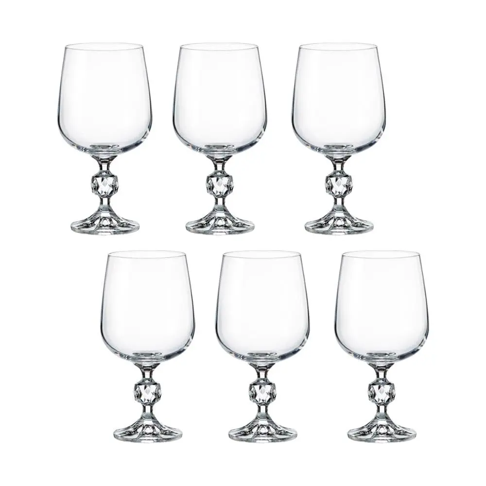 6 Taças de Cristal para Água 340 ml Claudia Elegante com Titânio Bohemia | Cristal Ecológico com Titânio