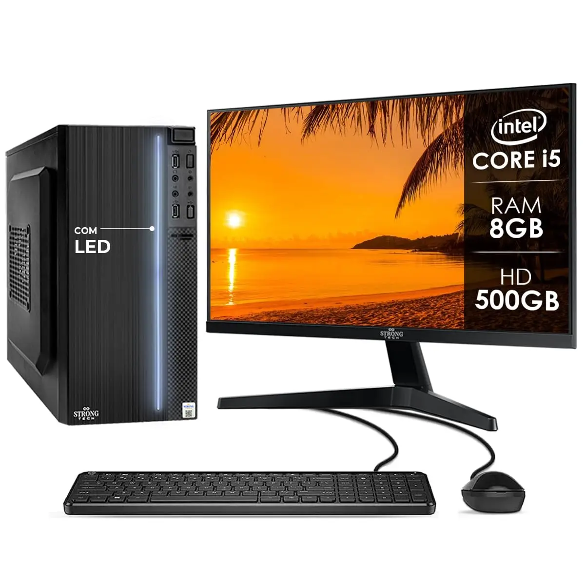 Computador Completo Intel Core i5 8GB HD 500GB Monitor 17" 4 Núcleos Super Turbo Pc Hdmi Teclado e Mouse Strong Tech