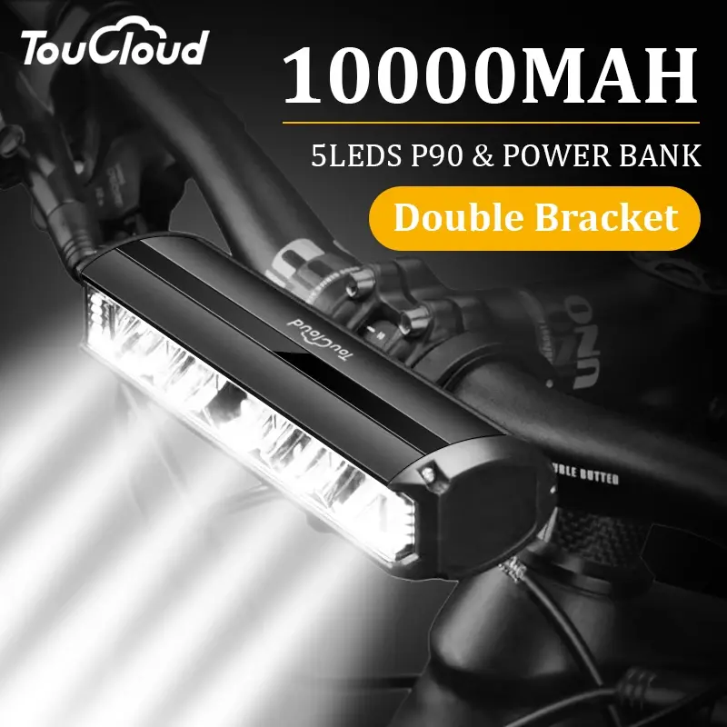 Touloud luz frontal para bicicleta, 10000mah, banco de potência, à prova d'água, carregamento usb, mtb, estrada, ciclismo, acessórios de lâmpada