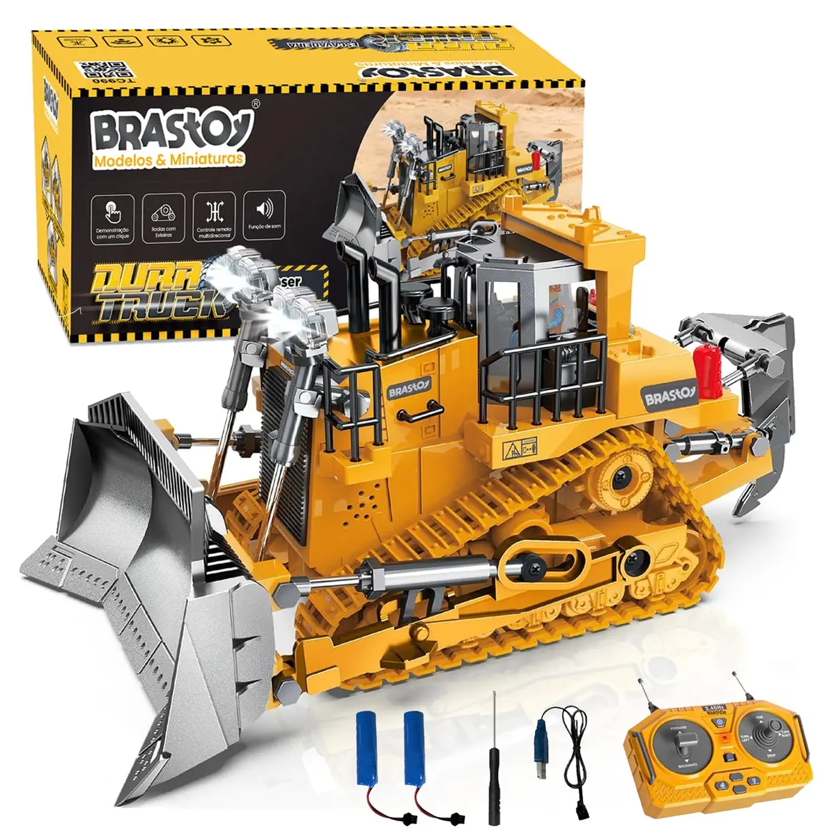 Escavadeira Carros de Controle Remoto Brinquedos Infantil 2.4GHz Recarregável (Bulldozer de Controle Remoto)