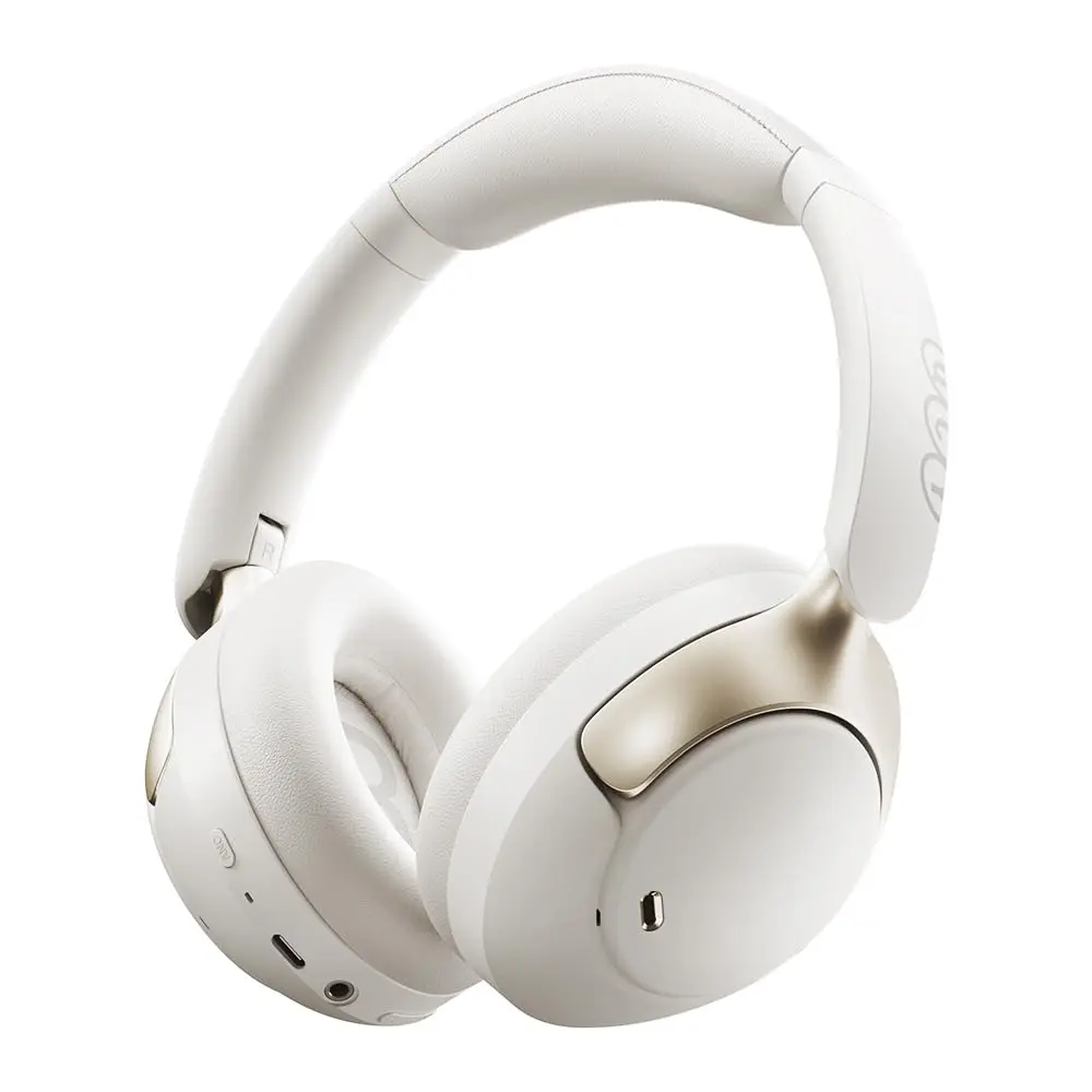 QCY H3 PRO ANC Fone de Ouvido Bluetooth, Headphone ANC Adaptáveis, Cancelamento Ativo de Ruído de 50 dB, Áudio sem fio de Alta Resolução LDAC, 55 Horas de Reprodução, Branco