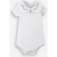 body infantil de algodão com gola boneca off white