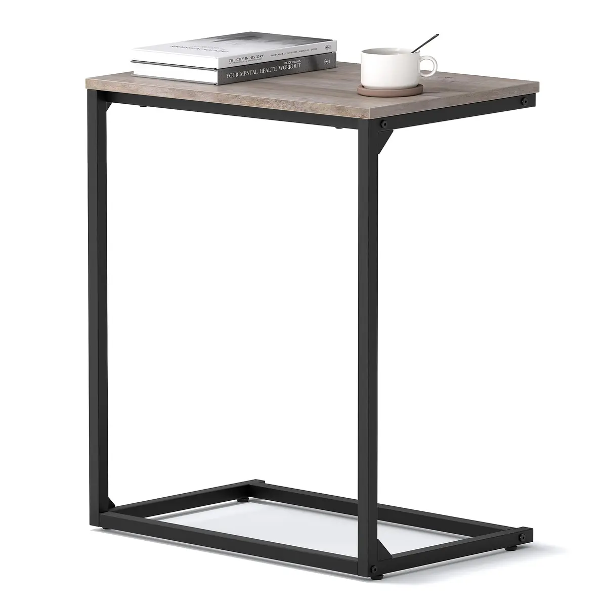 VASAGLE Mesa de Apoio, Design em Forma de C, Estrutura de Aço | Mesa Lateral Para Sofá, 55 x 35 x 66 cm, Painel de Aglomerado de Madeira, Economia de Espaço, Coleção Barnet, BRLNT052B02