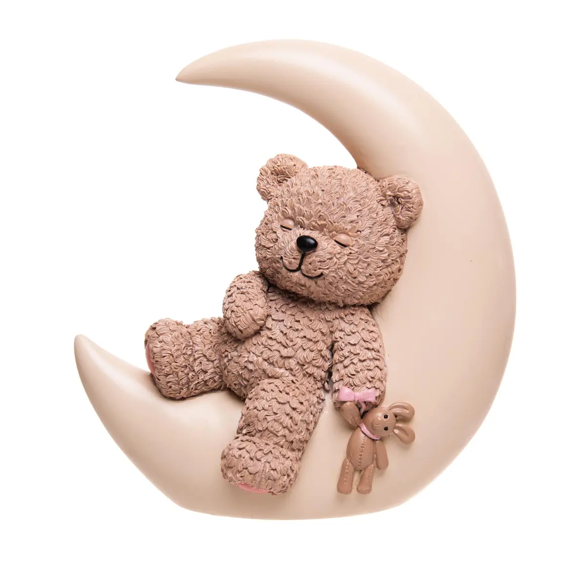 Figura Decorativa Ursinho na Lua Teddy Charm 17cm X 7,5cm X 18cm Resina - Wolff - 1