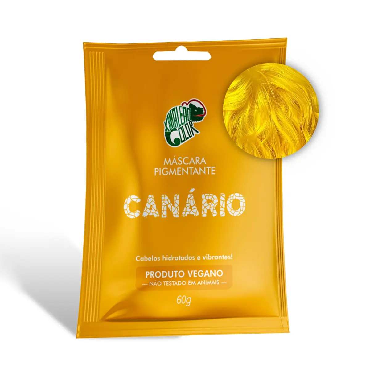 Kamaleão Color – Máscara Pigmentante Semi-Permanente - Cores Vibrantes e Hidratação Intensa – Low Poo, Vegano, Cruelty Free – Sachê 60g - Canário - 1
