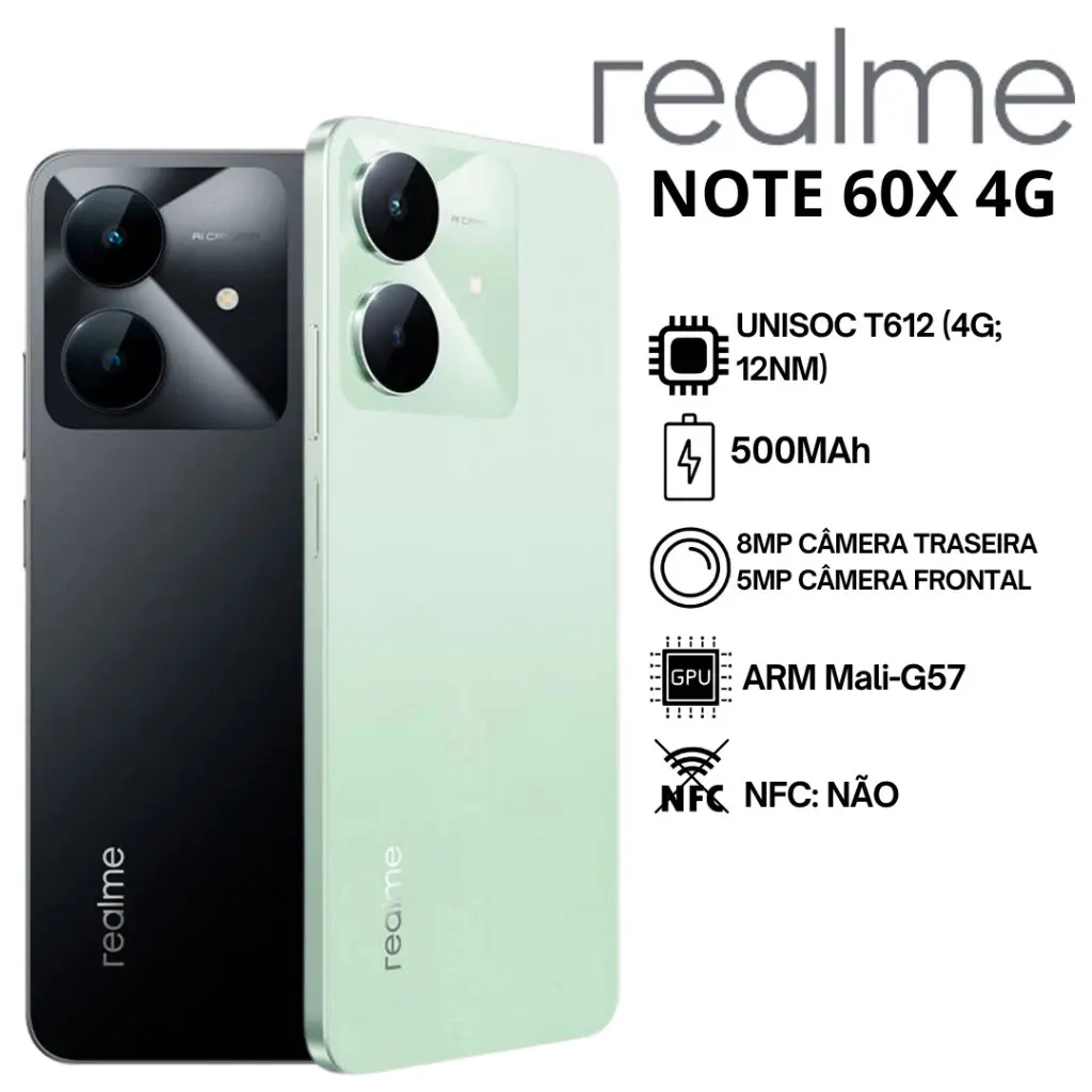 Celular Realme Note 60X 64GB / 128GB Dual Sim Versão Global (COM CAPINHA E PELÍCULA DE CORTESIA) - 1