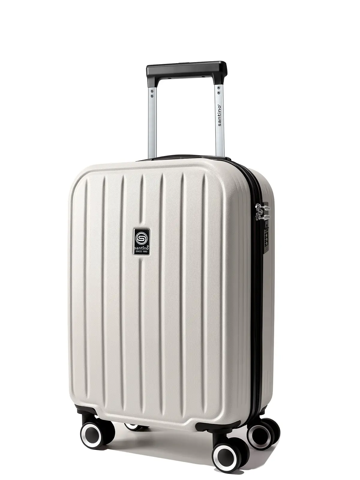 SANTINO Mala de Bordo 10kg Chicago Rígida ABS Padrão ANAC | Pequena Leve Prática Moderna Estilosa Rodas Duplas 360 Segredo Numérico Para Viagens e Trabalho Off White