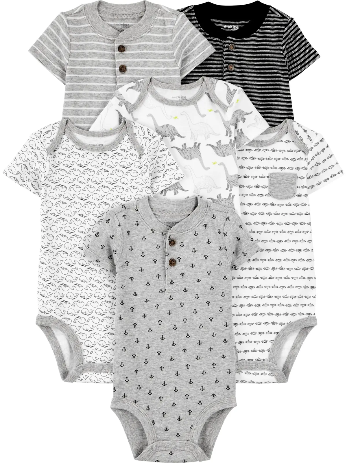 Body Pacote com 6 bodies de manga curta Simple Joys by Carter'sUnisex Bebê - 1