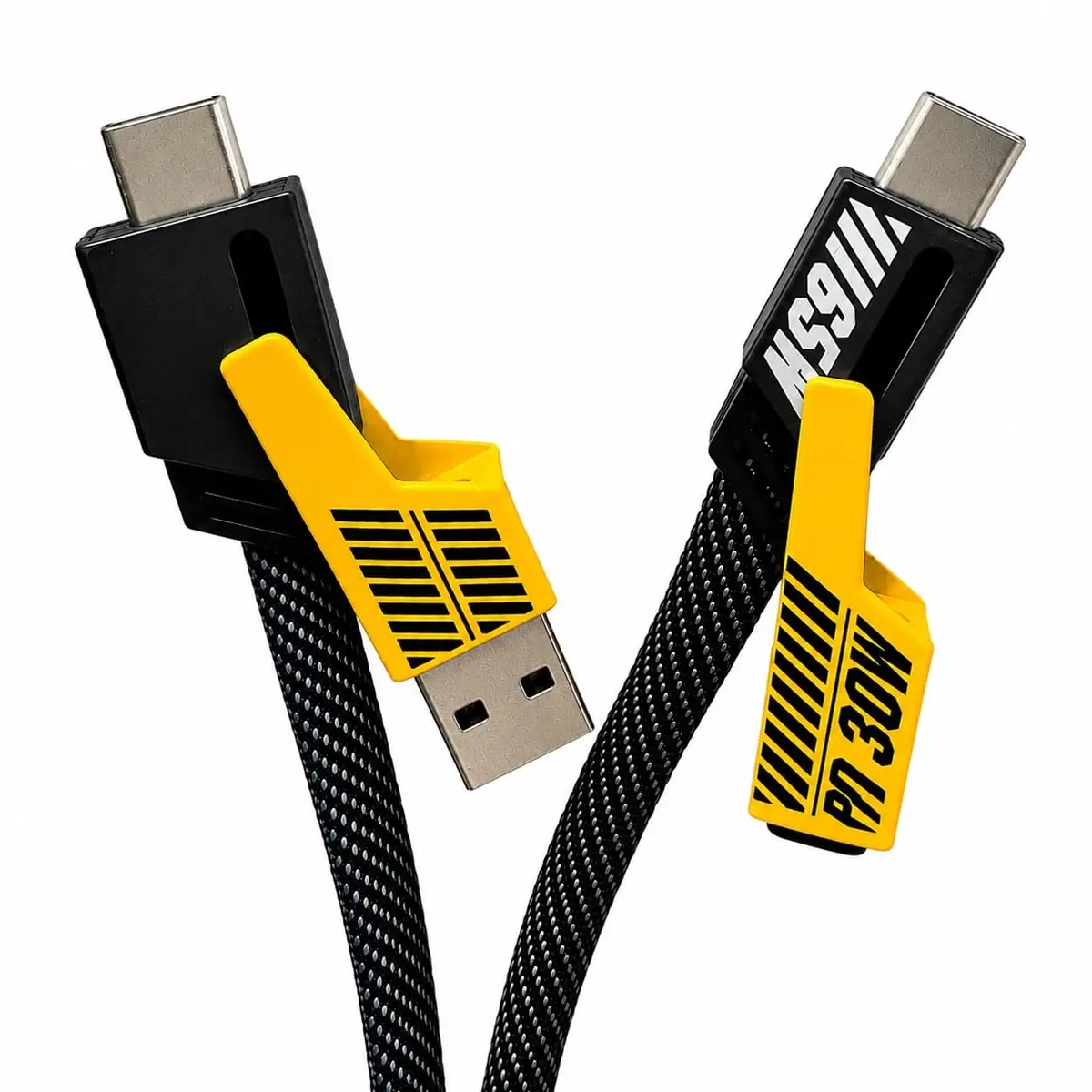 Cabo Reforçado 4 em 1 65W Turbo Carregamento Rápido USB C Multi Conectores Nylon 1,M Resistente