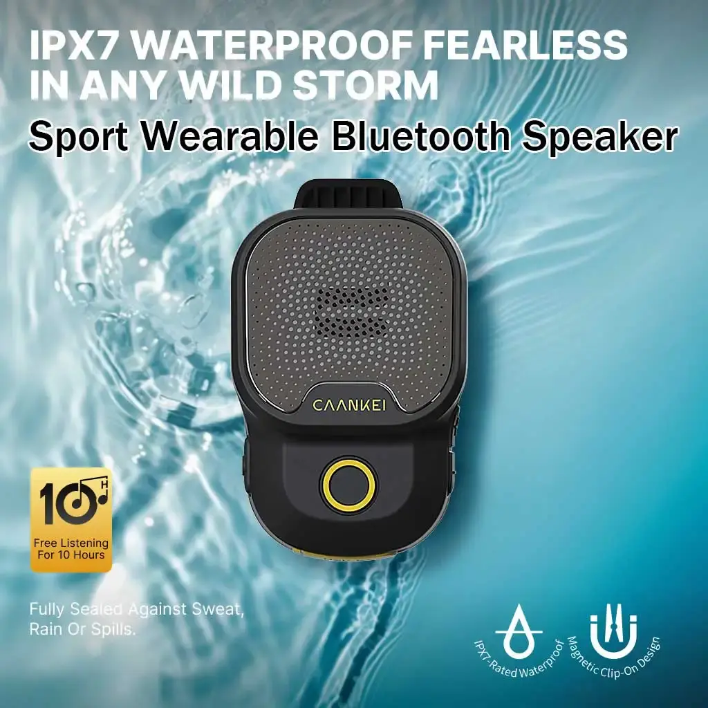Alto-falante bluetooth wearable ipx7 à prova dwaterproof água alto-falantes portáteis esporte ao ar livre clip-on microfone alto-falante chamadas/música mini caixa de som - 1