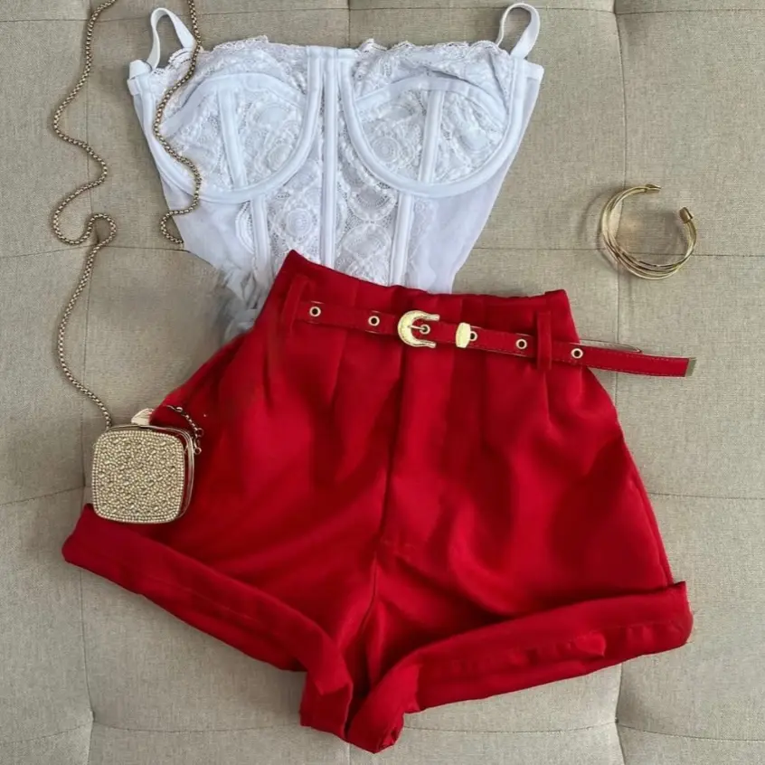 Conjunto Verão Final de Ano Cropped Corselet e Short Alfaiataria - 1