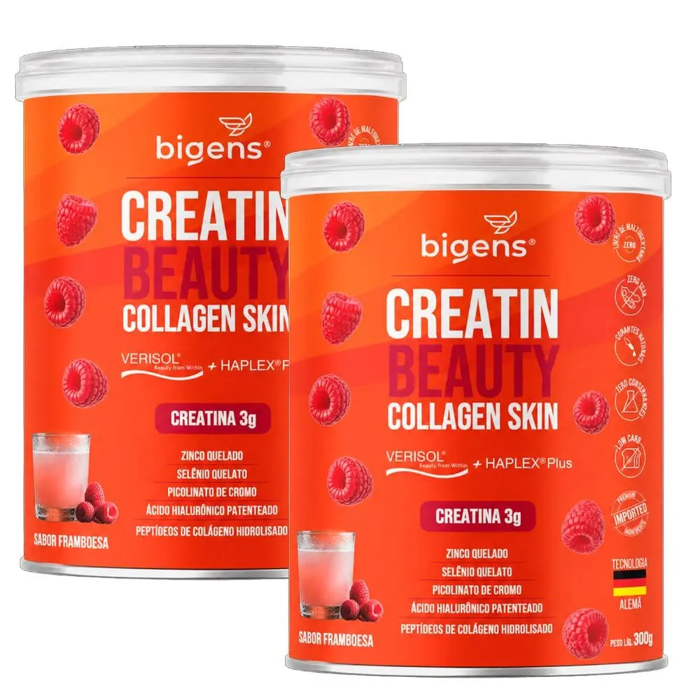 Creatin Beauty Collagen Skin, 3g de Creatina, Sabor Framboesa, 2x 300g