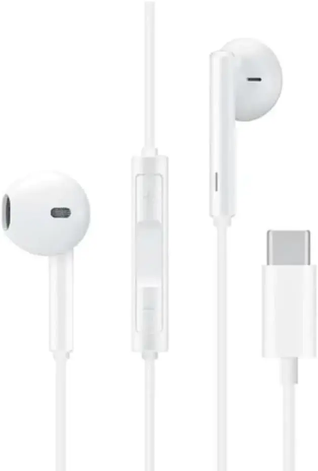 Fone de Ouvido com Fio Premium Tipo-C, Com Microfone e Ajuste de Volume, Anti-Ruído (99,15%), Cabo Antitramado, Compatível com Samsung, Motorola, LG e Smartphones USB-C - Branco - 4G