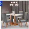Mesa de Jantar 4 Lugares Los Angeles Blonde/Veludo Cinza - Panorama Móveis - 1