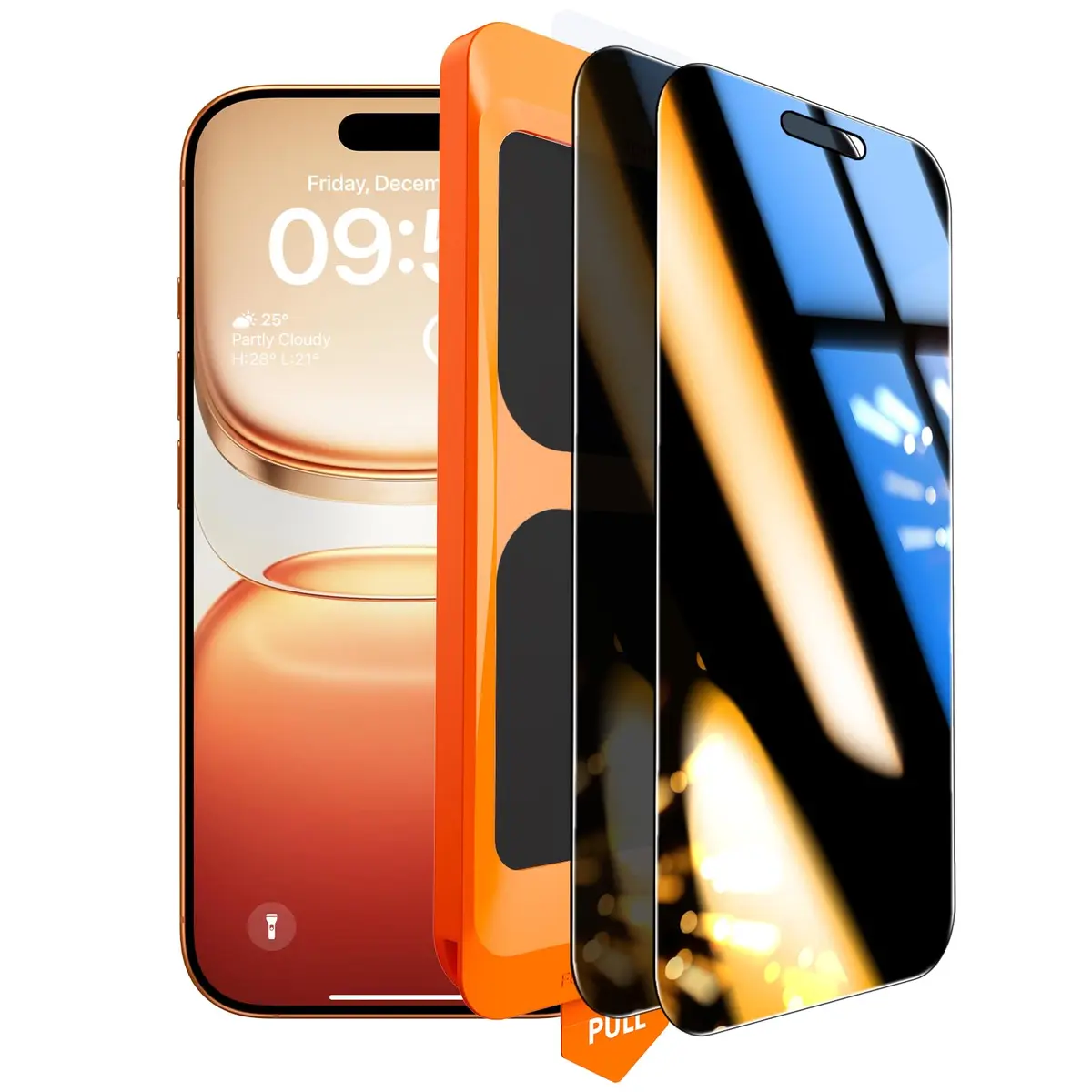 TOCOL Película Privacidade para iPhone 17 Pro 6.3", Instalação Fácil | Anti-espião 25°, Vidro Temp 9H+, Proteção Militar Anti-estilhaço de 8 Pés, Cobertura Total das Bordas, Anti-risco, 2 Unid