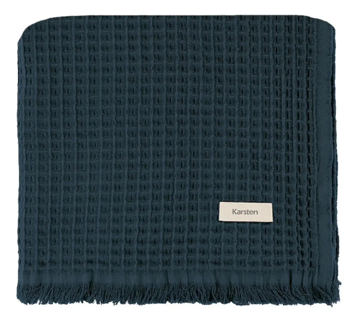 Manta Decorativa Karsten Denver 100% Algodao Cor Azul-petróleo Desenho Lisa - 1