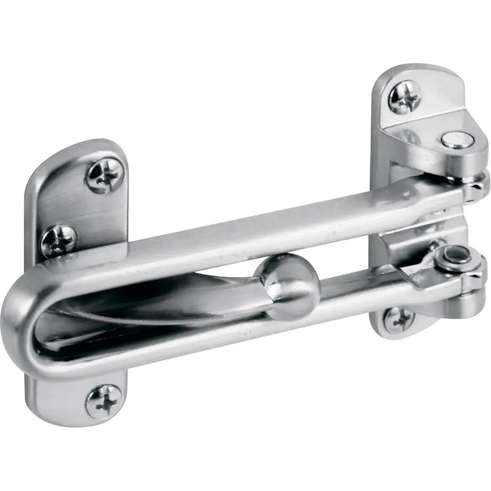 Trava de segurança Defender Security U 10308 para portas simples, comprimento de 5,4 cm, zinco fundido com acabamento em níquel acetinado