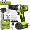 Parafusadeira Furadeira 26V Sem Fio Impacto Com Maleta Completo Broca Bits Maleta (110V/220V) - 1