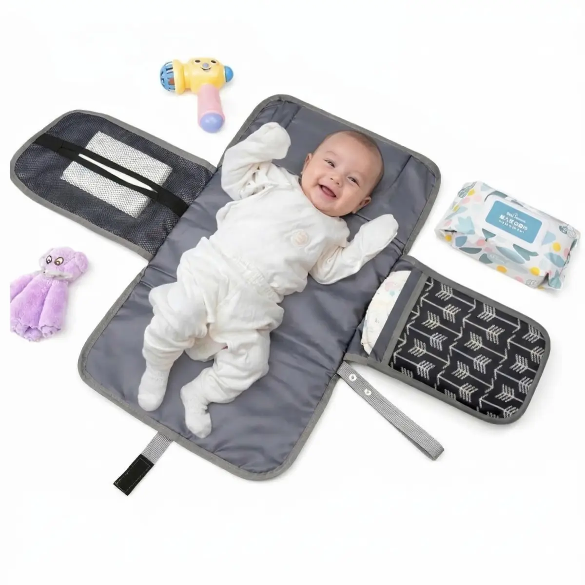 Trocador de Fralda, Trocador para Bebe, com Bolsos, Portátil | Impermeável, Macio, à Prova D'água