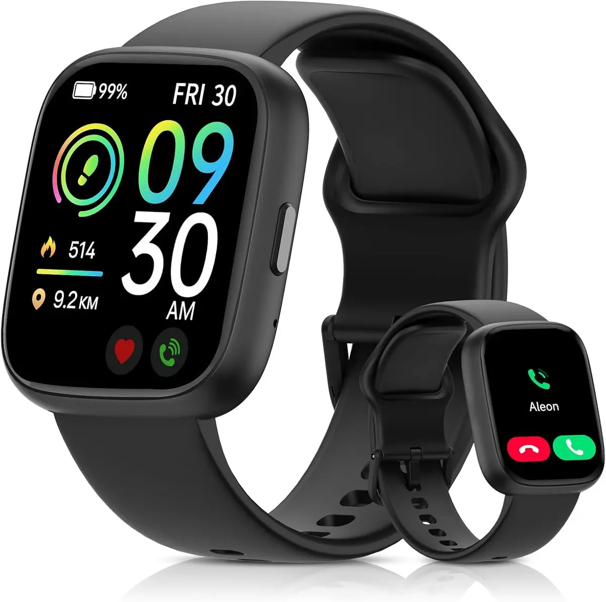 Bettdow SmartWatch Feminino 1.83" Full Touch, Assistente de voz Alexa, IP68 à Prova d'Água, Ligações Bluetooth, 100+ Modos Esportivos, Notificações Inteligentes, Compatível com iOS/Android (preto) - 1