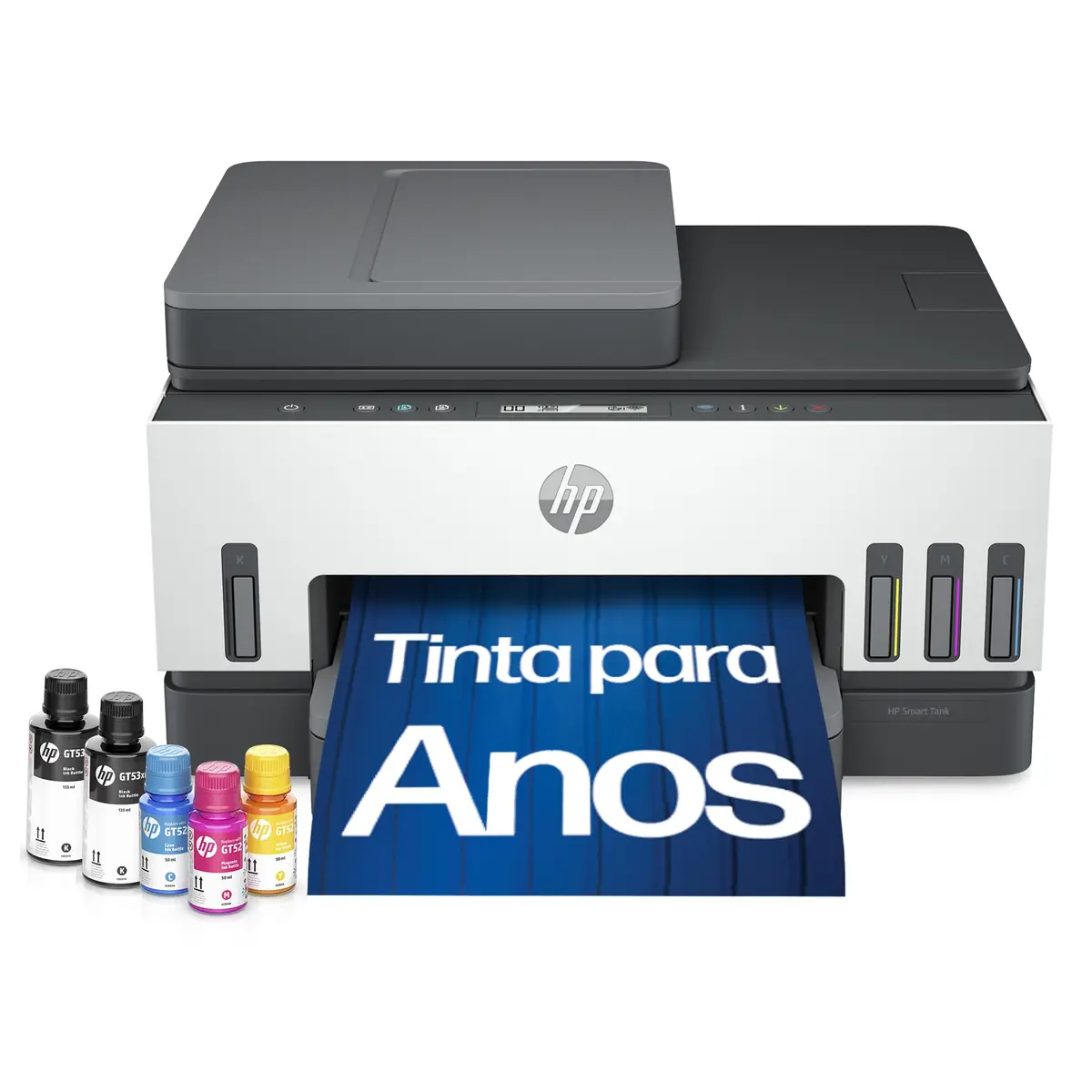 Impressora Multifuncional HP Smart Tank 754 Tanque de Tinta Colorida Wi-Fi Scanner Duplex, Bluetooth. Funções: Imprimir, Copiar, Digitalizar. Cor: Branco (2H0A6A#AK4)